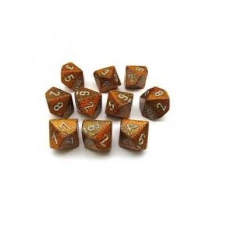 Chessex Ten D10 Sets - Glitter Polyhedral Gold/silver