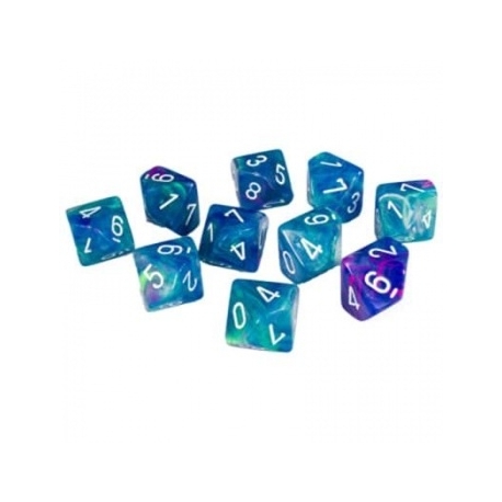 Chessex Ten D10 Sets - Festive Waterlily/white