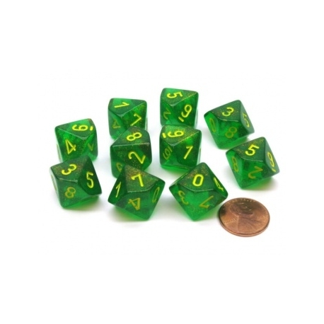 Chessex Ten D10 Sets - Borealis Maple Green/yellow