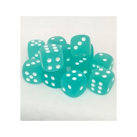 Chessex 16mm d6 with pips Dice Blocks (12 Dice) - Frosted Teal w/white