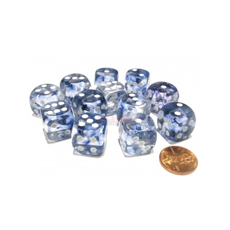 Chessex 16mm d6 with pips Dice Blocks (12 Dice) - Nebula Black w/white