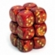 Chessex 16mm d6 with pips Dice Blocks (12 Dice) - Scarab Scarlet w/gold