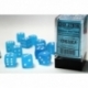 Chessex 16mm d6 with pips Dice Blocks (12 Dice) - Frosted Caribbean Blue w/white