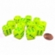 Chessex 16mm d6 with pips Dice Blocks (12 Dice) - Vortex Electric Yellow w/green