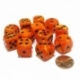 Chessex 16mm d6 with pips Dice Blocks (12 Dice) - Vortex Orange w/black