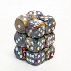 Chessex 16mm d6 with pips Dice Blocks (12 Dice) - Festive Carousel w/white