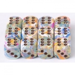 Chessex 16mm d6 with pips Dice Blocks (12 Dice) - Festive Vibrant w/brown