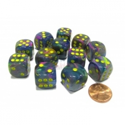 Chessex 16mm d6 with pips Dice Blocks (12 Dice) - Festive Rio w/yellow