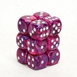 Chessex 16mm d6 with pips Dice Blocks (12 Dice) - Festive Violet w/white