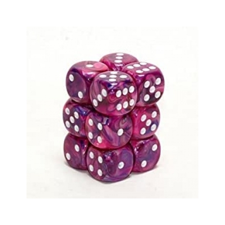 Chessex 16mm d6 with pips Dice Blocks (12 Dice) - Festive Violet w/white