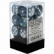 Chessex 16mm d6 with pips Dice Blocks (12 Dice) - Lustrous Slate w/white