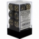 Chessex 16mm d6 with pips Dice Blocks (12 Dice) - Lustrous Black w/gold