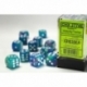 Chessex 16mm d6 with pips Dice Blocks (12 Dice) - Festive Waterlily/white