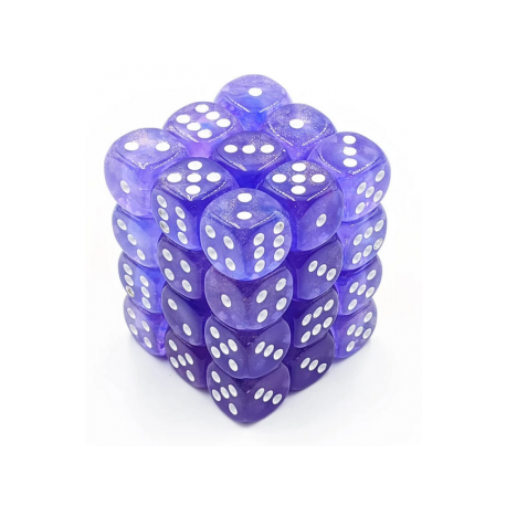 Chessex Signature 12mm d6 with pips Dice Blocks (36 Dice) - Borealis Purple w/white