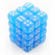 Chessex Signature 12mm d6 with pips Dice Blocks (36 Dice) - Frosted Caribbean Blue w/white