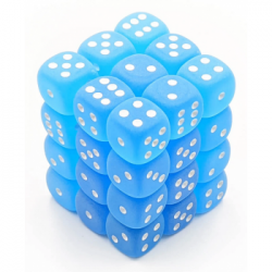 Chessex Signature 12mm d6 with pips Dice Blocks (36 Dice) - Frosted Caribbean Blue w/white