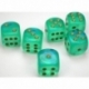 Chessex Borealis 16mm d6 Light Green/gold Luminary Dice Block (12 dice)