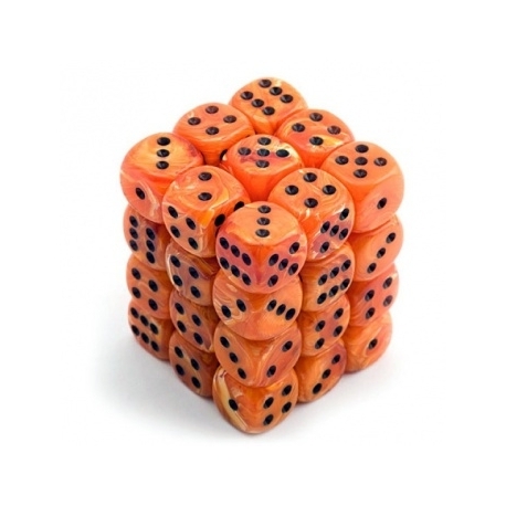 Chessex Signature 12mm d6 with pips Dice Blocks (36 Dice) - Vortex Orange w/black