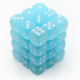 Chessex Signature 12mm d6 with pips Dice Blocks (36 Dice) - Frosted Teal w/white
