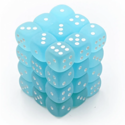 Chessex Signature 12mm d6 with pips Dice Blocks (36 Dice) - Frosted Teal w/white
