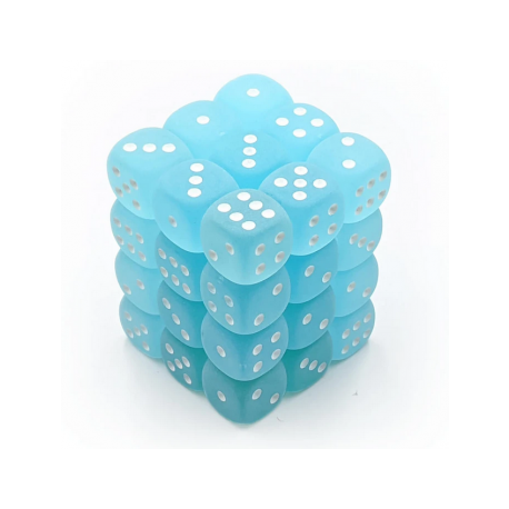 Chessex Signature 12mm d6 with pips Dice Blocks (36 Dice) - Frosted Teal w/white
