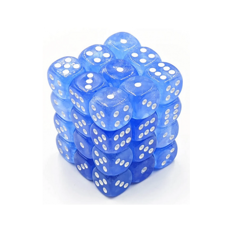 Chessex Signature 12mm d6 with pips Dice Blocks (36 Dice) - Borealis Sky Blue w/white