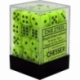 Chessex Signature 12mm d6 with pips Dice Blocks (36 Dice) - Vortex Bright Green w/black
