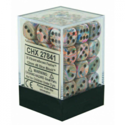 Chessex Signature 12mm d6 with pips Dice Blocks (36 Dice) - Festive Vibrant w/brown