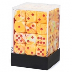 Chessex Signature 12mm d6 with pips Dice Blocks (36 Dice) - Festive Sunburst w/red