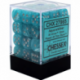 Chessex Signature 12mm d6 with pips Dice Blocks (36 Dice) - Cirrus Aqua w/silver