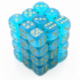 Chessex Signature 12mm d6 with pips Dice Blocks (36 Dice) - Borealis Teal w/gold