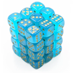 Chessex Signature 12mm d6 with pips Dice Blocks (36 Dice) - Borealis Teal w/gold