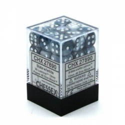 Chessex Signature 12mm d6 with pips Dice Blocks (36 Dice) - Lustrous Slate w/white