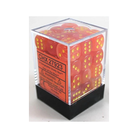 Chessex Signature 12mm d6 with pips Dice Blocks (36 Dice) - Ghostly Glow Orange/yellow