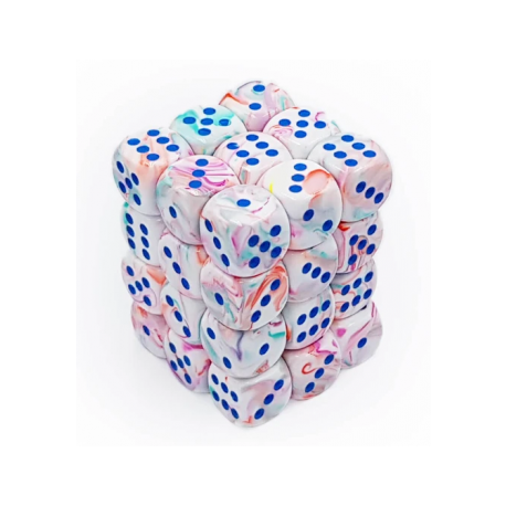 Chessex Signature 12mm d6 with pips Dice Blocks (36 Dice) - Festive Pop Art /blue