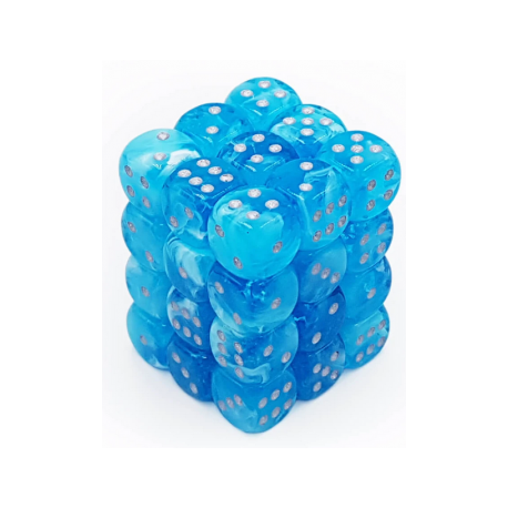 Chessex Signature 12mm d6 with pips Dice Blocks (36 Dice) - Luminary Sky/silver 12mm