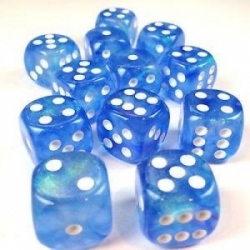 Chessex Borealis 16mm d6 Sky Blue/white LuminaryDice Block (12 dice)