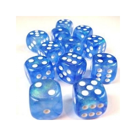 Chessex Borealis 16mm d6 Sky Blue/white LuminaryDice Block (12 dice)