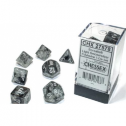Chessex Borealis 16mm d6 Light Smoke/silver Luminary Dice Block (12 dice)