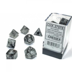 Chessex Borealis 12mm d6 Light Smoke/silver Luminary Dice Block (36 dados)