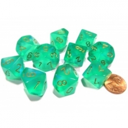 Luminaria Chessex Borealis verde claro/dorado Set de diez d10s