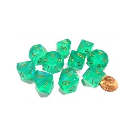 Luminaria Chessex Borealis verde claro/dorado Set de diez d10s