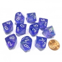Chessex Borealis Purple/white Luminary Set of Ten d10s