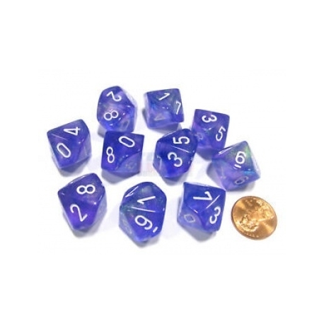 Chessex Borealis Purple/white Luminary Set of Ten d10s