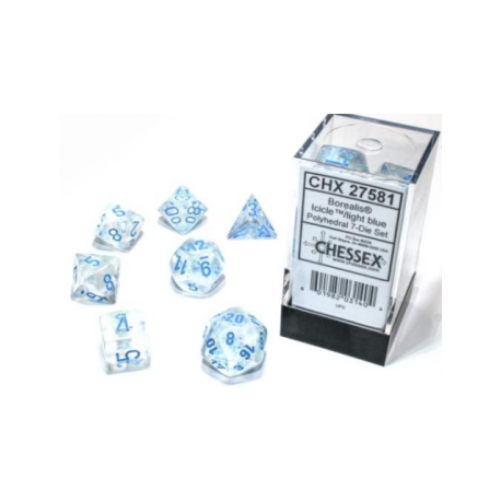 Chessex Borealis Icicle/light blue Luminary Set of Ten d10s