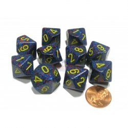 Juego de diez luminarias Chessex Borealis Royal Purple/gold d10s