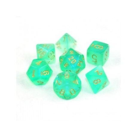 Chessex Borealis Polyhedral Light Green/gold Luminary 7-Die Set