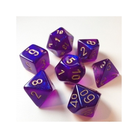 Chessex Borealis Poliédrico Royal Purple/gold Luminary Juego de 7 dados
