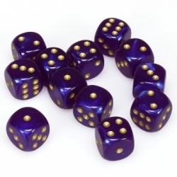 Bloque de dados Luminary de Chessex Borealis de 16 mm d6 Royal Purple/gold (12 dados)