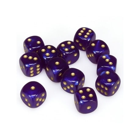 Bloque de dados Luminary de Chessex Borealis de 16 mm d6 Royal Purple/gold (12 dados)